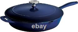 Enameled Cast Iron Covered Skillet Gradated Cobalt 12-Inch, 80131/068DS