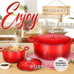 Enameled Cast Iron Dutch Oven Set with Lids, 2Pcs Cast Iron Pot, 6QT & 1.5QT Ena