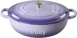 Enameled Cast Iron Dutch Oven Shallow Casserole Braiser with Dual Handle, 3.8-QT