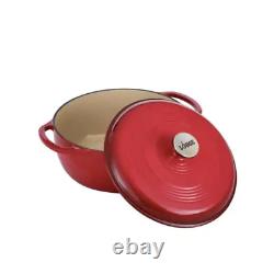 Enamelware 6 Qt. Round Cast Iron Dutch Oven in Red with Lid