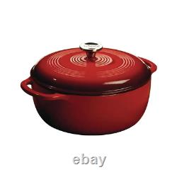 Enamelware 6 Qt. Round Cast Iron Dutch Oven in Red with Lid