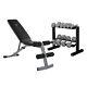 Exercise Bench With 150 Lb Dumbbell Weight Set Barbell Storage Rack Home Gym Fit