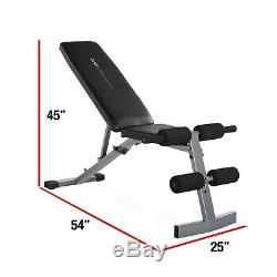 Exercise Bench with 150 Lb Dumbbell Weight Set Barbell Storage Rack Home Gym Fit