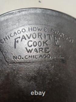 FAVORITE COOKWARE No. 7 Chicago Hardware Foundry CHF Cast Iron Skillet Rare