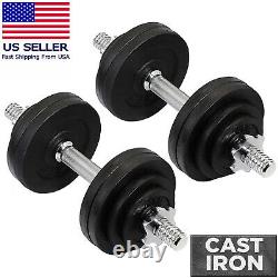 Fitness Maniac USA 65 lbs Adjustable Dumbbells Set Solid Cast Iron Weight Plates