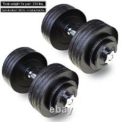 Fitness Maniac USA Adjustable Dumbbells Set Cast Iron Weight 200, 105, 65 lbs