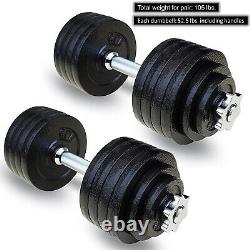 Fitness Maniac USA Adjustable Dumbbells Set Cast Iron Weight 200, 105, 65 lbs