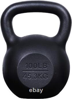 Fitness Powder Coated Cast Iron Kettlebell 100 Lbs Weights Strength Training