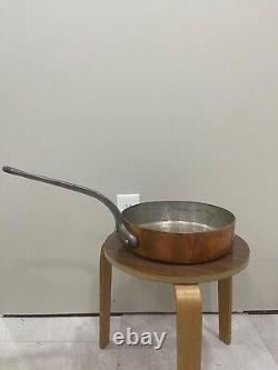 French 3.5mm Copper 11.375 Saute Pan with Tin Lining and Cast Iron Handle 10 Lb