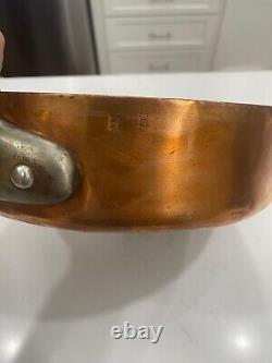 French 3.5mm Copper 11.375 Saute Pan with Tin Lining and Cast Iron Handle 10 Lb