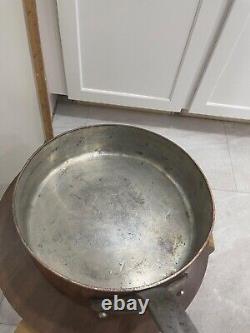 French 3.5mm Copper 11.375 Saute Pan with Tin Lining and Cast Iron Handle 10 Lb