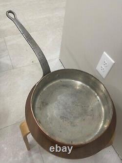French 3.5mm Copper 11.375 Saute Pan with Tin Lining and Cast Iron Handle 10 Lb