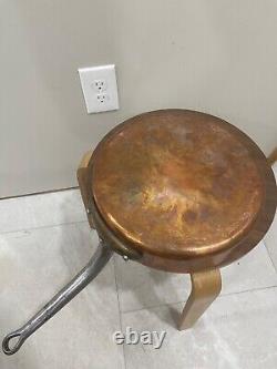 French 3.5mm Copper 11.375 Saute Pan with Tin Lining and Cast Iron Handle 10 Lb