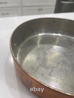 French 3.5mm Copper 11.375 Saute Pan with Tin Lining and Cast Iron Handle 10 Lb