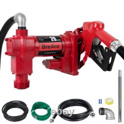 Fuel Transfer Pump Automatic Nozzle, 20 GPM High Flow 12 Volt DC Pump Cast Iron