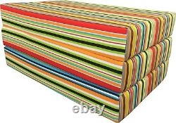 Full Multi Stripes Trifold Foam Bed, 6 x 54 x 75 Folding Mattress 1.8 lb Density