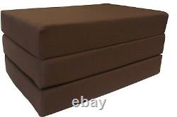 Full Size Brown Tri Fold Foam Bed, Folding Mattress 6 x 54 x 75, 1.8 lbs Density