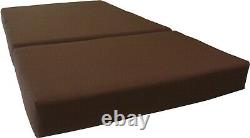 Full Size Brown Tri Fold Foam Bed, Folding Mattress 6 x 54 x 75, 1.8 lbs Density