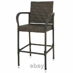 Furniture Chair Outdoor 2PCS Rattan Wicker Bar Stool Backyard Patio Home Garden