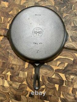 GRISWOLD #10 Small Logo Cast Iron Skillet Early Handle p/n 716 A, Fully Restored