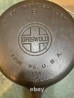 GRISWOLD #8 Cast Iron Skillet Large Logo 704 K Lye Cleaned Sets Level EPU
