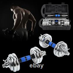 GYM Adjustable Dumbbell Set 44lb Weight Barbell Plates Home Workout US Stock