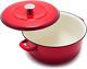 German Enameled Iron, Round 5.3qt Dutch Oven Pot With Lid, Foundry Red
