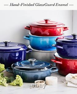 German Enameled Iron, round 5.3QT Dutch Oven Pot with Lid, Foundry Red