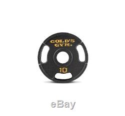 Golds Gym Olympic Weight Set 110 lbs Cast Iron Plates and Bar