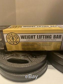 Golds Gym Weight Bar Ez Bar SET With Lock Collars And 40lbs Of Weight Plates