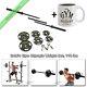 Golds Gym Weights Set Olympic 110 Lbs Bar Cast Iron Plates Gold Barbell With Mug