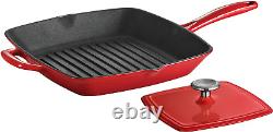 Grill Pan with Press Enameled Cast Iron 11-In Graduated Red, 80131/059DS