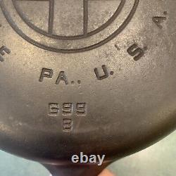 Griswold Cast Iron Skillet #6, Large Block Logo, EPU, 699 B Level Lye Cleaned