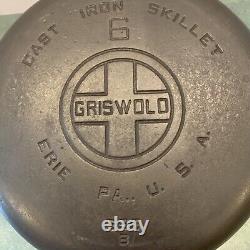 Griswold Cast Iron Skillet #6, Large Block Logo, EPU, 699 B Level Lye Cleaned