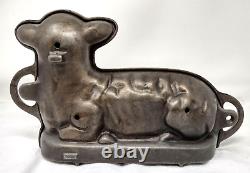 Griswold Two-Piece Cast Iron Lamb Cake Mold No. 866 (921 & 922) with Box