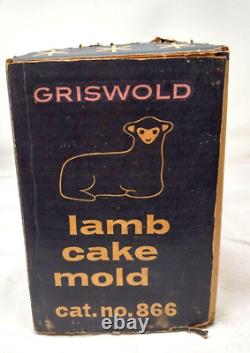 Griswold Two-Piece Cast Iron Lamb Cake Mold No. 866 (921 & 922) with Box