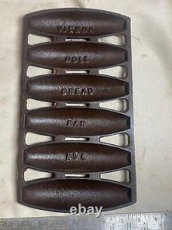 Griswold Vienna Roll Bread Pan #6 raised letter 12.5 x 6.75 1890 original rare