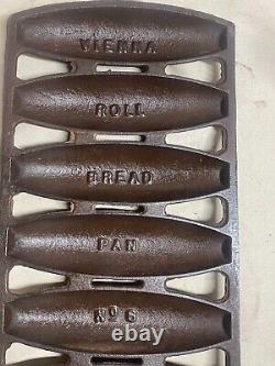 Griswold Vienna Roll Bread Pan #6 raised letter 12.5 x 6.75 1890 original rare