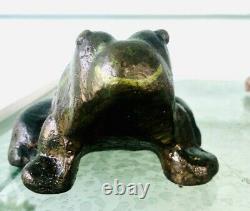 HUBLEY FROG CAST IRON TOAD GARDEN DOORSTOP 6 ORIGINAL HAND PAINTED MARKED 6lbs