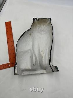 HUGE Heavy 9 lbs ANTIQUE VINTAGE BLACK White CAT DOOR STOP Cast Iron 12