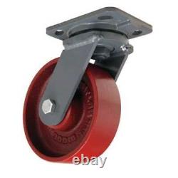 Hamilton S-Wh-6Mb-4Sl-Fb Plate Caster, Swivel, Cast Iron, 6 In, 1400 Lb, Rd