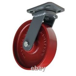 Hamilton S-Wh-8Mb-4Sl-Fb Plate Caster, Swivel, Cast Iron, 8 In, 1500 Lb, Rd