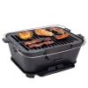 Heavy Duty Pre-seasoned Cast Iron Portable Grill, 14x12 Grilling Surface, Outd