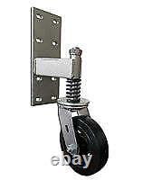 Heavy Duty Spring Loaded Gate Caster 550 lbs Capacity 6 Rubber on Cast Iron