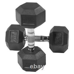 Hex Dumbbell Cast Iron Rubber Coated Non-Slip Workout Weights 15/20/25/30/45 LB
