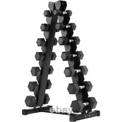 Hex Dumbbells Rubber Coated Cast Iron Black Dumbbell Free Weights for Exercises