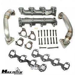 High Flow (Log Style) Exhaust Manifolds/Up Pipes for 2001-2004 LB7 FED Duramax