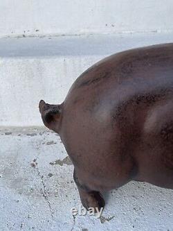 Huge Antique Cast Iron Pig Piggy Coin Bank Sculpture Door Stop 24 LB 18 Vintage