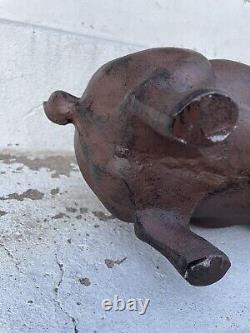 Huge Antique Cast Iron Pig Piggy Coin Bank Sculpture Door Stop 24 LB 18 Vintage