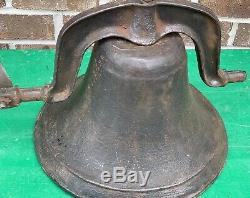 Huge Old Heavy 50Lbs 1800s Antique Cast Iron School Farm Church Cow Dinner Bell